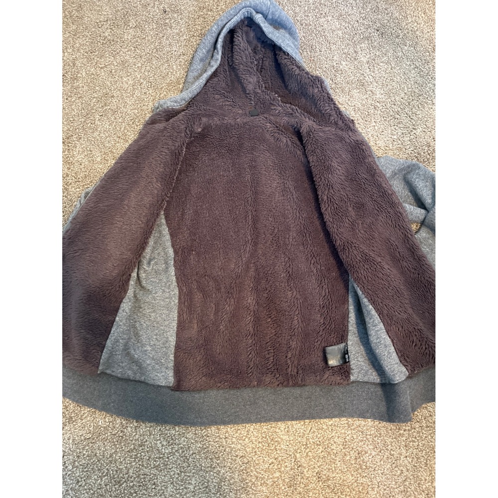 Uniqlo Sherpa Lined Hoodie Gray Full Zip Hooded Sweatshirt Size S - Picture 2 of 3